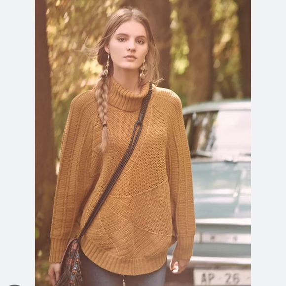 Anthropologie Angel Of The North Harvest Moon Poncho Sweater Cotton Knit Size XS - Picture 3 of 16